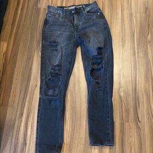 Black/dark grey Distressed Mom Jean